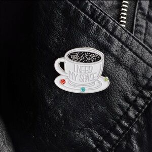 🆕 “ I Need My Space” Coffee Cup Enamel Pin Brooch